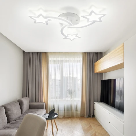 Потолочная люстра Natali Kovaltseva Simply LED LAMPS 81402 с пультом ДУ 80W, белый, LED (регулировка яркости, 220V, звезды)