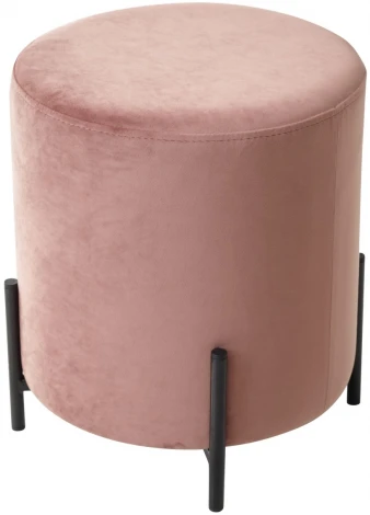 Пуфик для гостиной M-City ФЕЛИКС круглый розовый #15, велюр / черный каркас