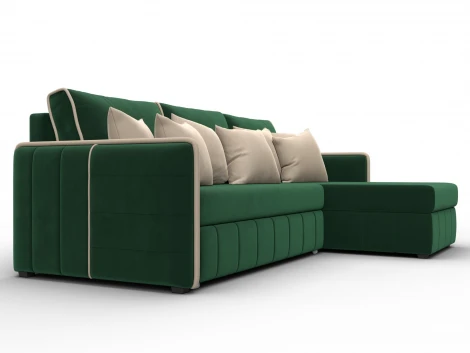 Диван угловой Лига-078 угол универсальный (ДСП/Пластик/Велюр/Зеленый,Бежевый) Лига Диванов 130988