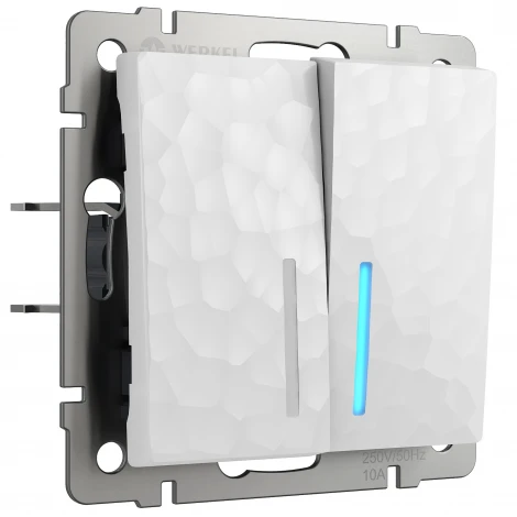 Выключатель двухклавишный с подсветкой (hammer белый) Werkel W1220101 (a052034)
