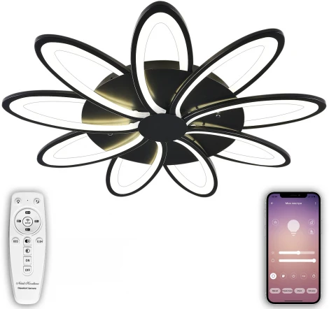 Потолочная люстра Natali Kovaltseva HIGH-TECH LED LAMPS 82009 BLACK (регулировка яркости, 220V, пульт управления, цветы)