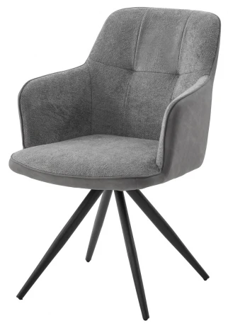 Стул НОРМАН 360 град., цвет BELLA-13/CYPRUS-10 серый, шенилл/замша / черный каркас M-City 64625