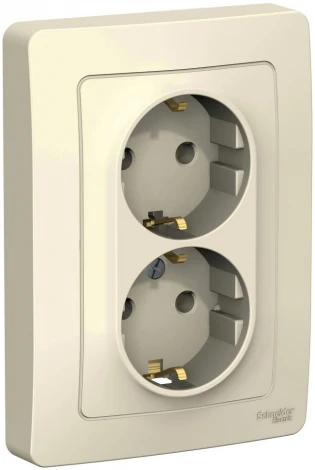 Розетка встраиваемая двойная с заземлением (молочный) Systeme Electric Blanca BLNRS001022