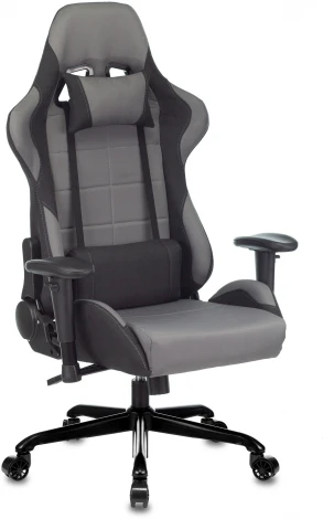 Кресло игровое Zombie 771N серый/черный с подголов. крестовина металл черный