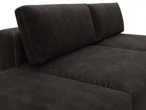 Диван угловой модульный с пуфом Лига-060 НПБ угол универсальный (ЛДСП,Брус,Фанера/Пластик/Велюр/Коричневый) Лига Диванов 129697