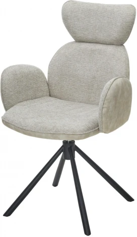 Стул M-City VARDY 360 град.поворот. Brego-31 Бежевый, ткань/ 7525-01 Бежевый, велюр/Черный