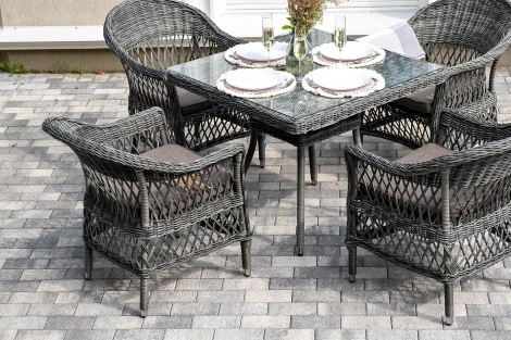 "Сицилия" обеденная группа плетеная, цвет графит 4SIS арт.УТ-00007685