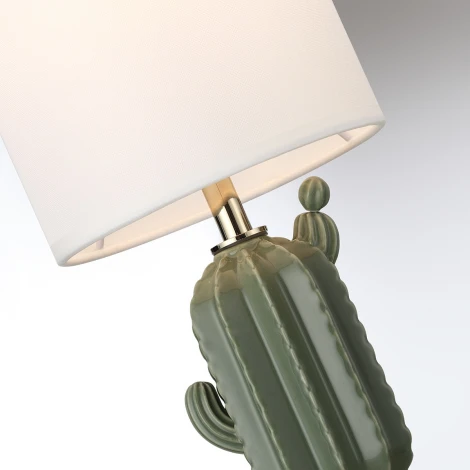 Настольная лампа Odeon Light Cactus 5425/1TA золотой/зеленый/белый/металл/керамика/ткань E27 1*40W (220V, выключатель)