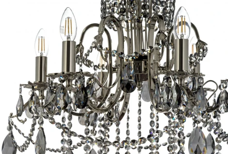 Подвесная люстра Dio D'Arte Alessandria Nickel E 1.1.6.601 N (220V, хрусталь, подвески, на цепи, подсвечник, свеча)