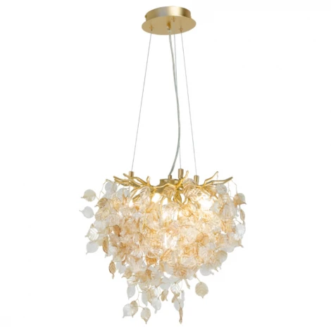 Подвесная люстра AM Group Forest D400 GOLD (220V, на тросе, листья)