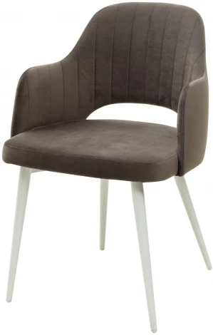 Обеденный стул M-City FANTINE-LA ГРАФИТ #14, велюр/ белый каркас