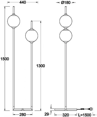 Торшер Maytoni The Sixth Sense Z020FL-L12BS3K (LED, 220V, шарики)