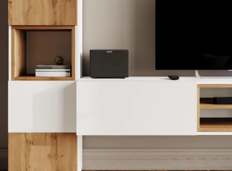 ТВ-тумба Лонгфорд (Лонгфорд белый / дуб вотан) Woodville арт.563530