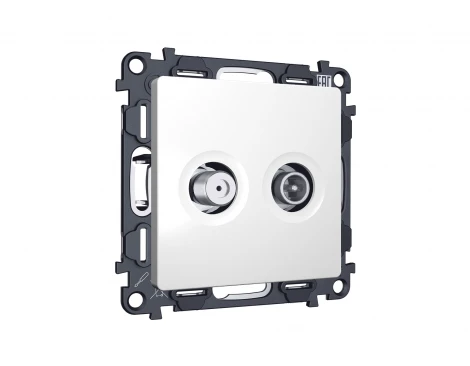 Комплект механизма ТВ-розетки+SAT встраиваемый (белый матовый) Ambrella Volt QUANT MA133310