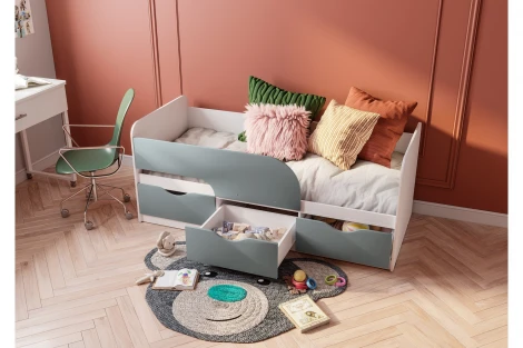 Кровать БТС детская Стандарт КР-22 NEW, Белый, Серый