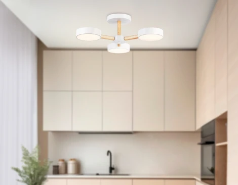 Потолочная люстра на штанге светодиодная с пультом Ambrella Comfort FL4821 (регулировка яркости, 220V, круглые)