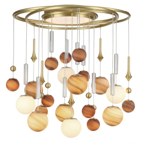 Потолочная люстра Odeon Light Callisto 5457/21C светлая сатин.латунь/белый/бежевый/коричневый/металл/стекло G9 x 20 x 5W + LED 20W 2500K