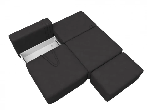 Диван прямой модульный с пуфом Лига-060 НПБ (ЛДСП,Брус,Фанера/Пластик/Замша/Коричневый) Лига Диванов 129666