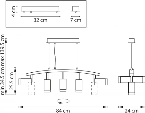 Подвесной светильник Rullo LR7353650 (571735+214436-5+202430-5) (220V, на тросе)