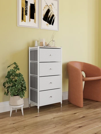 Комод Leset Нирита/Хайди, 4 ящика, Белый (Сталь,Экокожа/Белый) арт.2500000209673