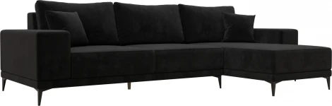 Диван угловой Льюес правый (Черный/Велюр) Лига Диванов арт.122401