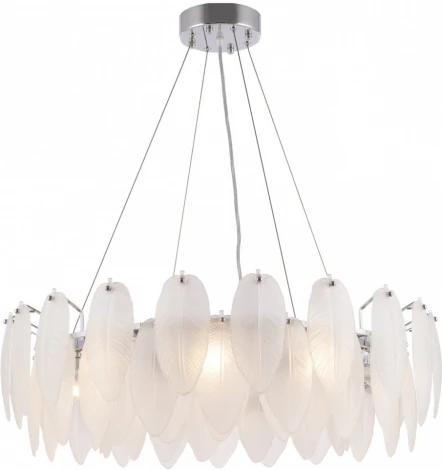 Подвесная люстра Arte Milano AM-4653 4653.D750.H240.E14.12 Ni (220V, на тросе, перо)