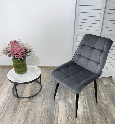 Обеденный стул M-City CHIC BLUVEL-14 серый / черный каркас