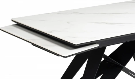 Керамический стол Notta Блэкберн 140(200)х80х75 белый мрамор snow white / черный арт.612170