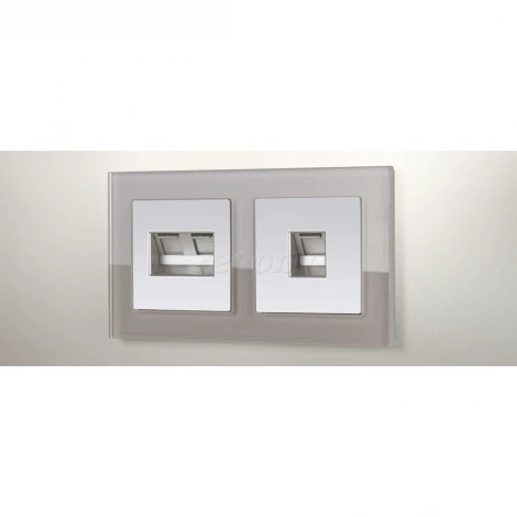 Розетка встраиваемая двойная Ethernet RJ-45 и телефонная RJ-11 Werkel, серебро