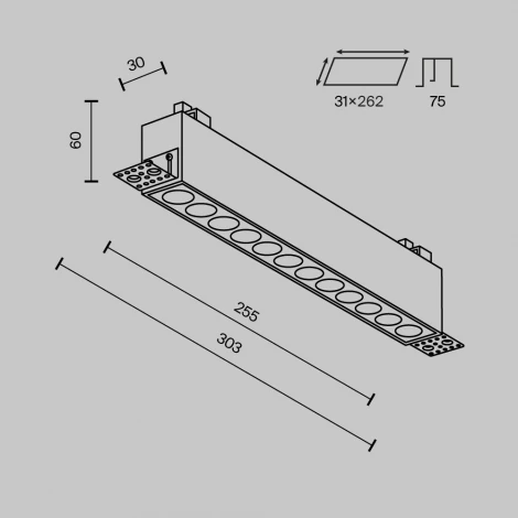 Встраиваемый линейный светильник под гипсокартон светодиодный Maytoni Points DL065-20W3-6K-TRS-W (220V)