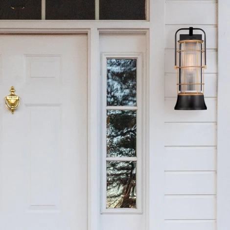 Настенный уличный светильник Eurofase QN-RIVAMAR-M-BLK-GD (220V, IP44)