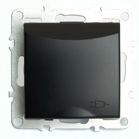 Розетка с заземлением защитной крышкой и шторками (черный) Stekker Эрна 49156