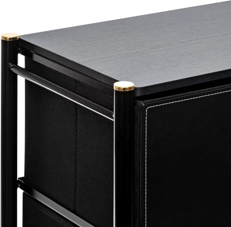 Комод Leset Нирита/Хайди широкий 5 ящиков, Черный (Сталь,Экокожа/Черный) арт.2500000209703