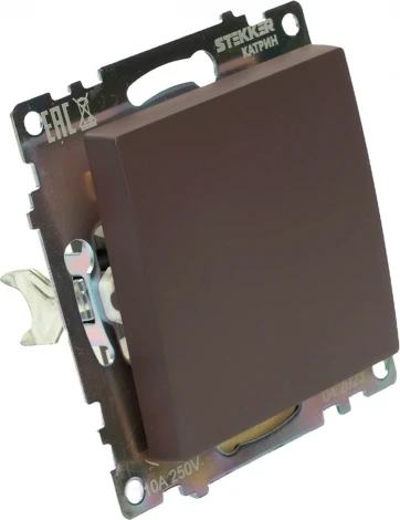 Переключатель одноклавишный перекрестный (коричневый) Stekker Катрин 49180