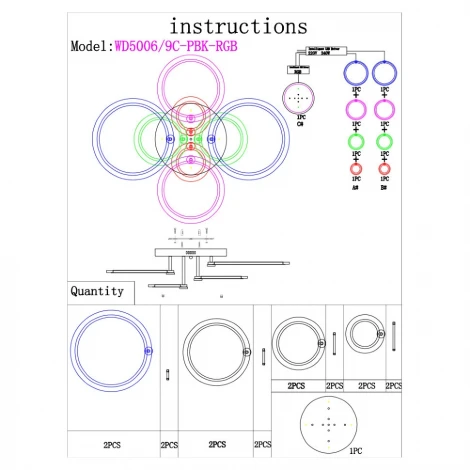 Потолочная люстра Wedo Light Lejni WD5006/9C-PBK-RGB