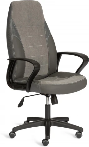 Кресло INTER (24) Tetchair (Искусственная кожа,Флок,Ткань/Серый) арт. 24616