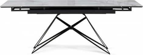 Стол стеклянный Notta Блэкберн 140(200)х80х75 белый мрамор кристл / черный арт.612167