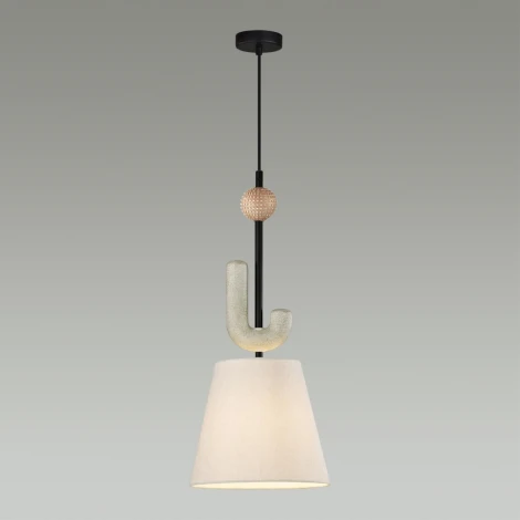 Подвесной светильник Odeon Light Bagel 5410/1 черный матов./бежевый/металл/полирезин/ткань E14 1*40W (220V, на проводе)