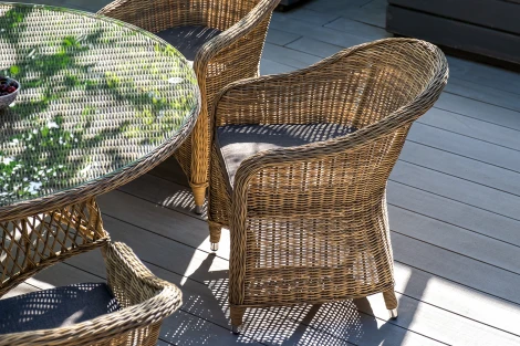 Обеденная группа плетеная, цвет соломенный 4SIS Эспрессо-150 R ECR6T-7-SET