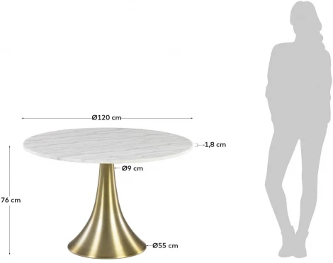 Стол обеденный La Forma (ex Julia Grup) Oria (Золотой,Белый/ Сталь,МДФ,Металл,Мрамор,Алюминий)