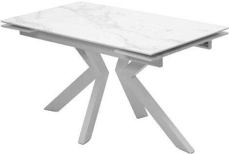Стол Кентукки 3 140 БЕЛЫЙ МРАМОР, стекло / БЕЛЫЙ, М-City
