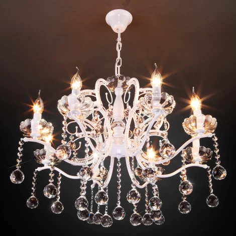 Подвесная люстра Eurosvet Brezza 10107/8 глянцевый белый/прозрачный хрусталь Strotskis