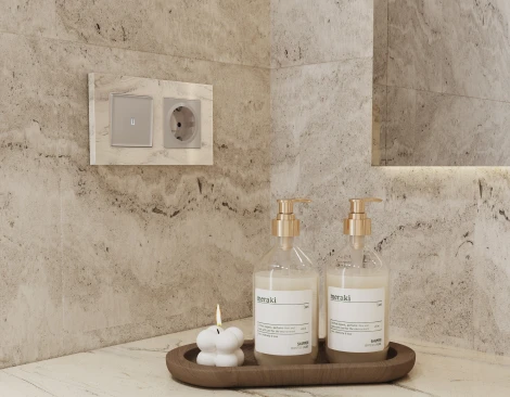 Комплект механизма Ambrella Volt 1-клавишного выключателя с подсветкой 5600K ALFA MA362015 Серо-бежевый матовый QUANT