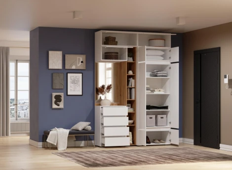 Модульная прихожая Роут комплектация 5 (Роут белый комплектация 5) Woodville арт.596587