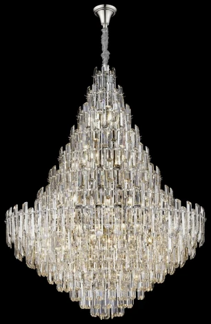 Подвесная большая люстра каскадная Wertmark Lazzara WE107.32.103 (220V, хрусталь, на цепи)