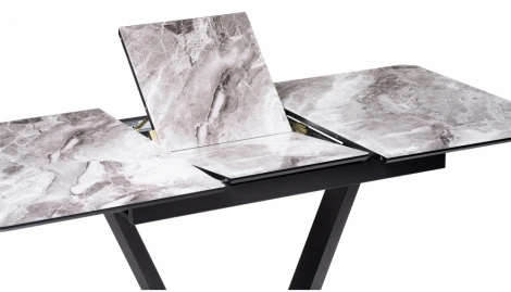 Стол на тумбе Woodville Бугун мрамор серый / черный 500005