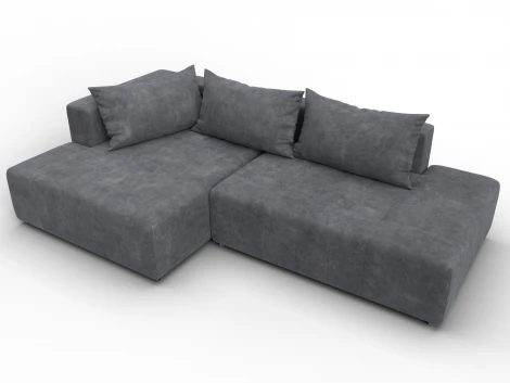 Диван угловой Лига-103 НПБ угол левый (ДСП,Брус,Фанера,Велюр/Темно-серый) Лига Диванов 134824L