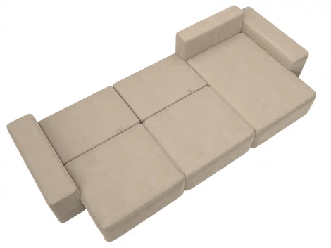 Диван угловой Лига-074 угол универсальный (ДСП/Пластик/Велюр/Бежевый) Лига Диванов 129860