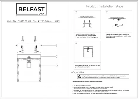 Потолочный светильник Belfast Ravenhill 3333F BR MB
