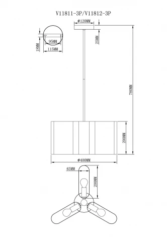 Потолочная люстра на штанге Moderli Metalicana V11811-3P